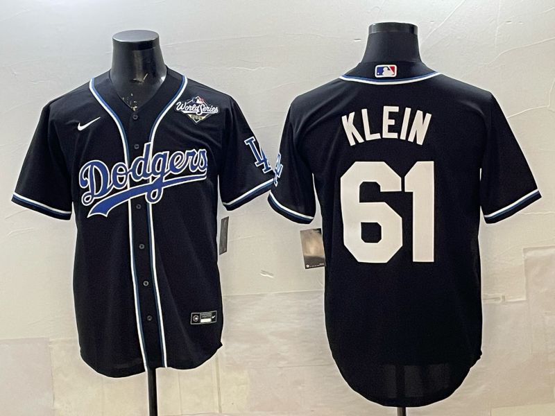 Men 2025 Nike Los Angeles Dodgers #61 Klein Black Game MLB Jersey 06